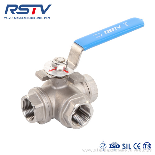 Three Way Floating Reduce Port Stainless Steel Ball Valve